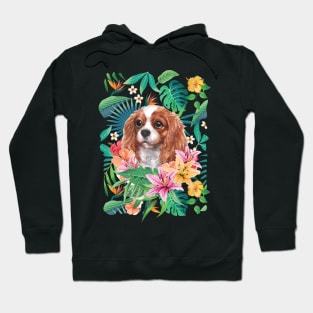 Tropical Blenheim Cavalier King Charles Spaniel Puppy Hoodie